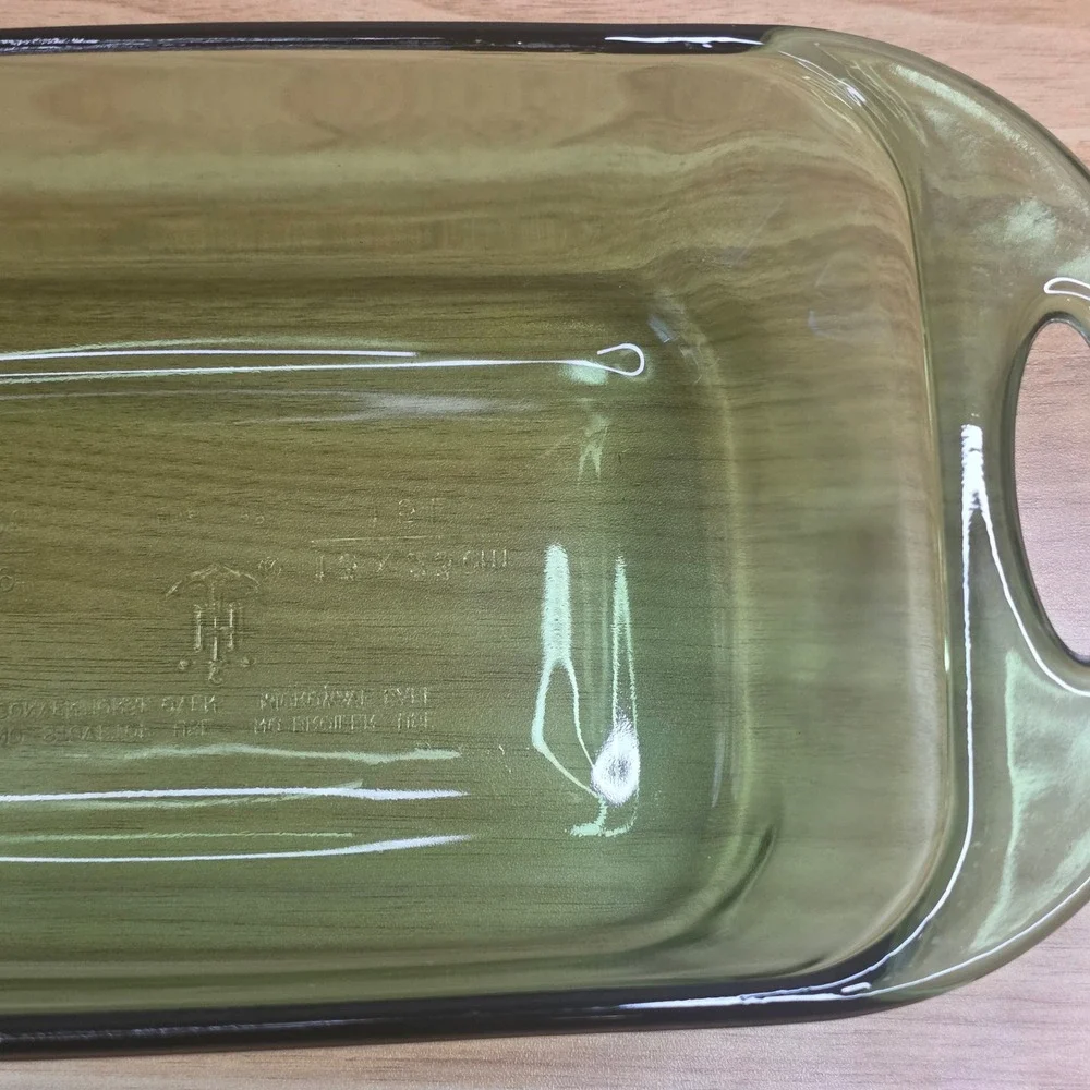 Vintage Anchor Hocking Fire-King Green Glass Bread Loaf Pan 1.5 QT 5